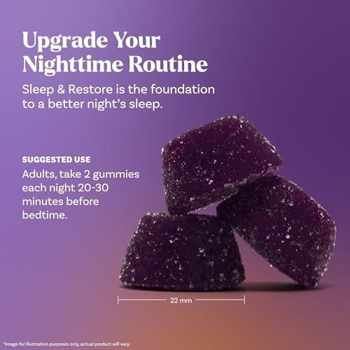 Natrol Sleep & Restore Magnesium Glycinate Blend Gummies, Magnesium for Sleep Aids for Adults, Melatonin-Free, Cherry Flavored, 30 Day Supply - görsel 1