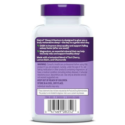 Natrol Sleep & Restore Magnesium Glycinate Blend Gummies, Magnesium for Sleep Aids for Adults, Melatonin-Free, Cherry Flavored, 30 Day Supply