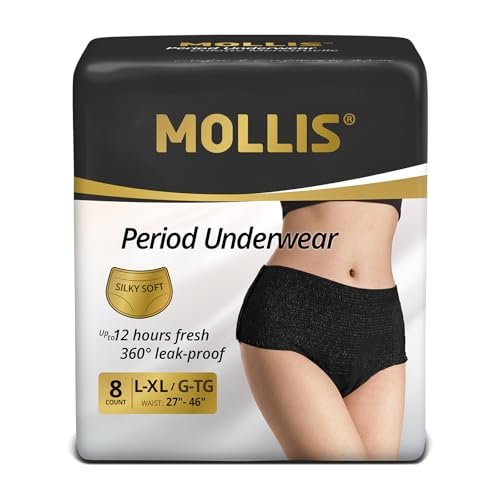 MOLLIS Disposable Period Underwear for Women, Postpartum Panties, Maternity Knickers Heavy Flow Leak Proof, Black, Large/X-Large, 8 Count - görsel 2