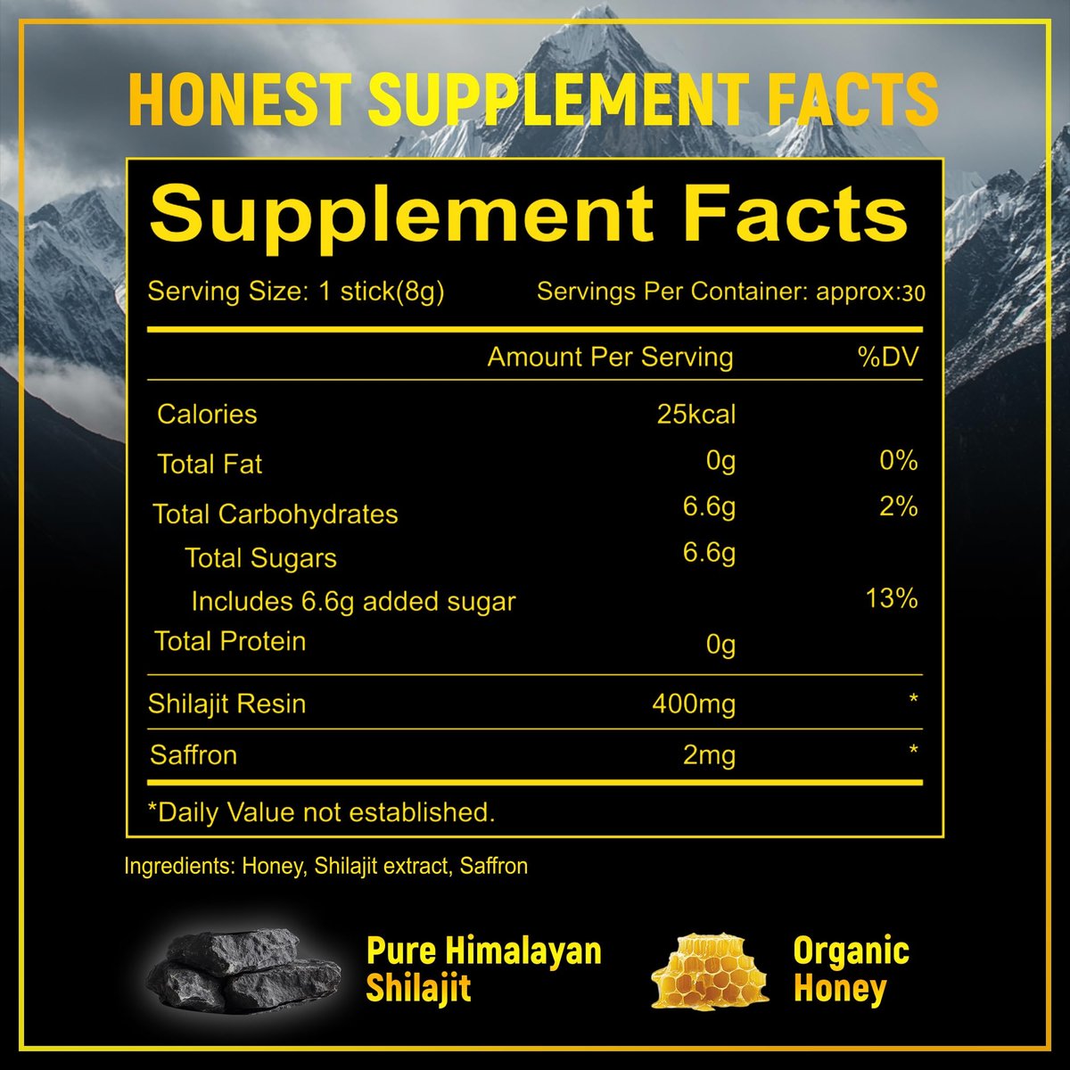 Shilajit Honey Sticks with Organic Saffron, 85+ Trace Minerals, 75%+ Fulvic Acid, Enhance Cognitive Functions Boost Energy & Strength, 30PCS - görsel 11