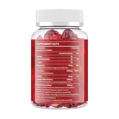 2000mg Berberine Supplement Gummies – High Potency Wellness Blend with Ceylon Cinnamon, Turmeric, Magnesium & Chromium, Vegan, Non-GMO, Gluten-Free, Peach Flavor, 60 Gummies - 1 Pack