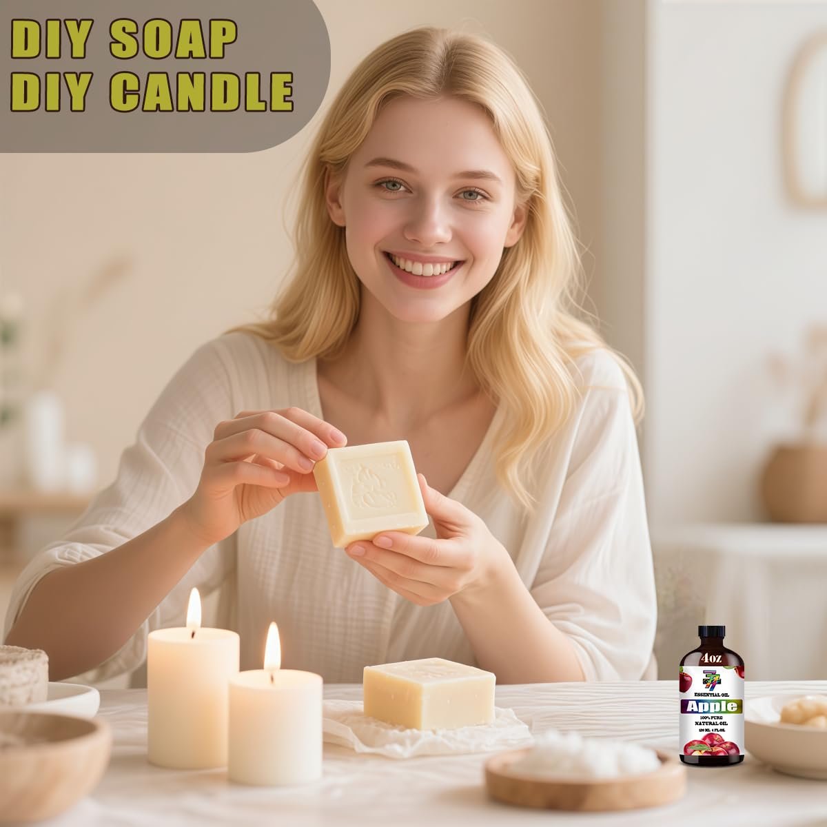 Fresh Apple Essential Oil – Crisp Fresh Apple Oil for Diffuser, Humidifier, DIY Candles, Soap, Kitchen, Home, Gift – 4 fl oz (120 ml) – GV77ZF - görsel 9