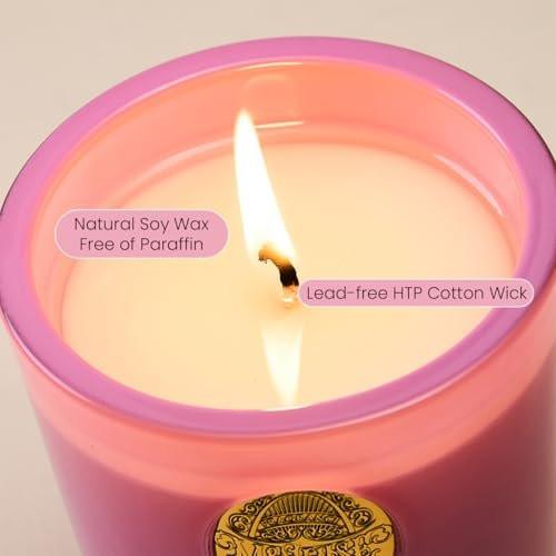 M&SENSE Peony Blush Scented Candle | 9.2 oz Soy Wax Pink Candle, Non-Toxic Aromatherapy Candle for Stress Relief & Home Spa - görsel 8