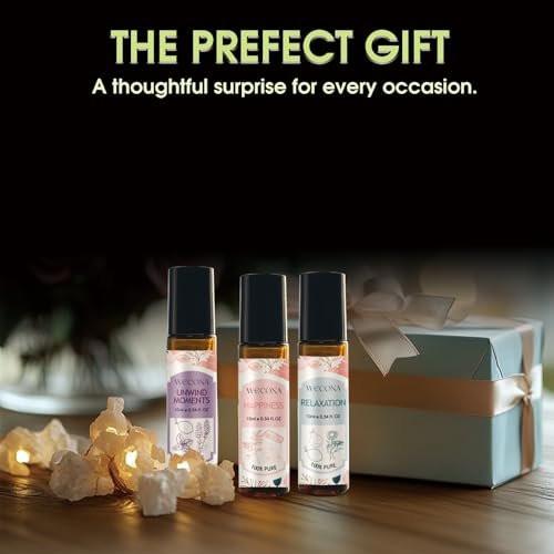 Wecona Aromatherapy Essential Oil Roll-On Set – 6x10ml Essential Oil Blends with Roller Bottles, Portable Essential Oils for Diffusers for Home, Relaxing Gift for Women & Men - görsel 1
