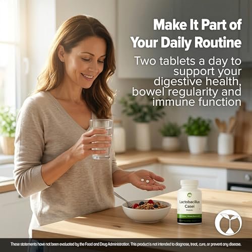 Lactobacillus Casei Probiotic 240 Tablets (4 Month Supply) - 3 Billion CFU - Studied Strain LC89 - Digestive Health & Bowel Support - GMP Certified