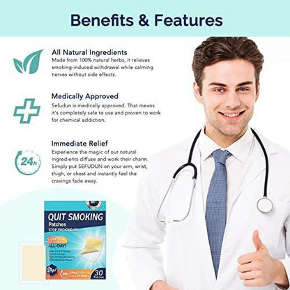 21mg Quit Smoking Patches, Step 1 Stop Smoking Aids Patches, 30 Count Quit Smoking Stickers that Work with 2 Weeks, Anti Smoking Patches, Easy & Effective Anti-Stickers