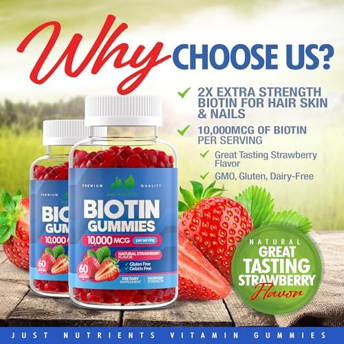 Biotin 10,000mcg Gummies for Hair Growth, – Vegan & Gluten-Free: Suitable for plant-based diets and those with – Image 3