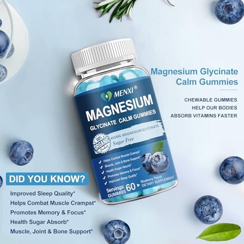 Magnesium Gummies 600mg per Serving - Magnesium Glycinate 400mg and Magnesium Malate 200mg, Sugar Free Magnesium Potassium Supplement for Calm Mood, Muscle, Bone & Sleep Support, 60 Blueberry Gummies - görsel 11