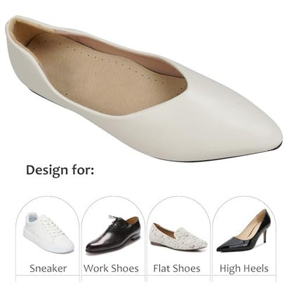 2 Pairs Pigskin Sockless Insoles | Barefoot Cushion Pads | Absorbs Sweat & Controls Odor | Wear Without Socks | Extra Thin Dress Shoes Inserts Women for High Heels Flats Sneakers Medium 8-9.5 Size