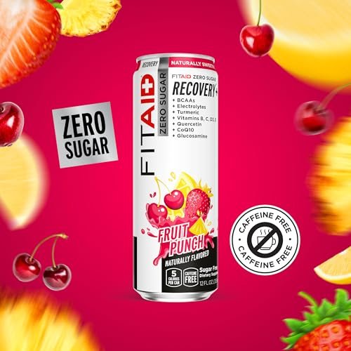 LifeAid Fitaid Recovery Drink, Fruit Punch, Zero Sugar, Vegan, Kosher, Keto Friendly, Gluten Free, 12 Fluid Ounce (Pack of 12) - görsel 2