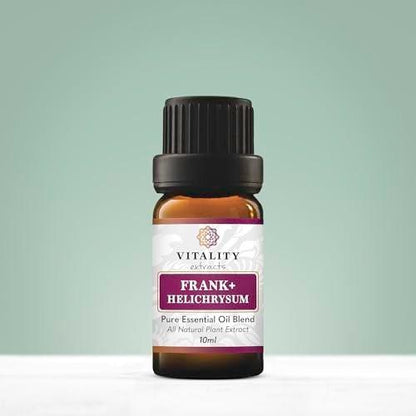 Vitality Extracts Frank+ Helichrysum Essential Oil Blend - 10ml, Frankincense Boswellia Serrata, Aromatherapy, Soft Skin, Relief from Daily Aches & Soreness, Natural