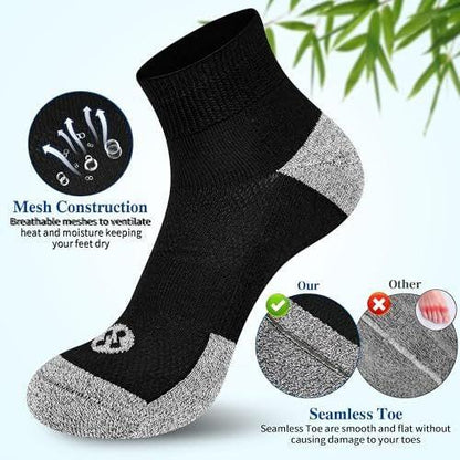 Nonlut Diabetic Socks for Men, 6 Pairs Ankle Diabetic Neuropathy Socks for Men, Mens 9-12 10-13 (Black-Large)
