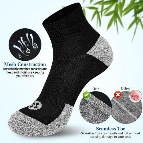 Nonlut Diabetic Socks for Men, 6 Pairs Ankle Diabetic Neuropathy Socks for Men, Mens 9-12 10-13 (Black-Large) - görsel 1
