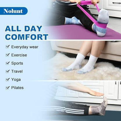 NOLUNT Diabetic Socks for Men, 4 Pairs Ankle Diabetic Neuropathy Socks for Men 9-12 10-13 (Dark Blue + White + Coffee + Black - Large)