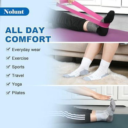 NOLUNT Diabetic Socks for Men, 4 Pairs Non Binding Ankle Mens Diabetic Sock Size 9-12 10-13 (White+Grey+Yellowish Cyan+Black-Large)