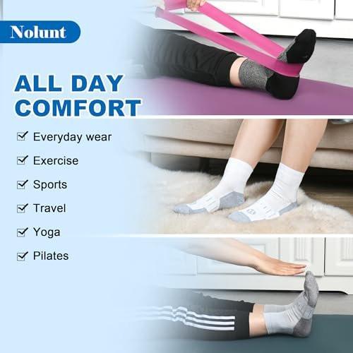 NOLUNT Diabetic Socks for Men, 4 Pairs Non Binding Ankle Mens Diabetic Sock Size 9-12 10-13 (White+Grey+Yellowish Cyan+Black-Large) - görsel 2