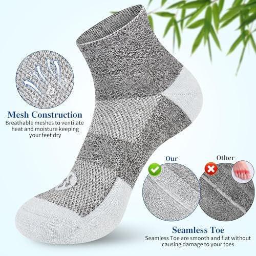 Nonlut Diabetic Socks for Men, 6 Pairs Ankle Diabetic Neuropathy Socks for Men, Mens 9-12 10-13 (Black+White+Dark Grey - Large) - görsel 1