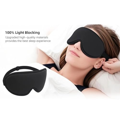 ANPKEC Sleep Mask, 3D Contoured Sleeping Mask, 99% Light Blocking Eye Mask, Zero Eye Pressure Cup Blindfold for Men Women, with Adjustable Strap for Sleeping, Yoga, Traveling (Black) - görsel 1
