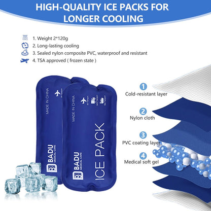 Ice Packs for Insulin Cooler Travel Case, Pack of 2 (120g *2), TSA Approved Reusable Ice Packs, Retention for 8-12 Hours, Suitable for Most Medication Cooler Travel Case (2)