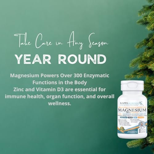 Kappa Nutrition Magnesium 4-in-1, 280mg Elemental Magnesium (Bisglycinate, Malate) + Zinc & Vitamin D3, Brain, Sleep, Energy, Muscle, Immune Support, 60 Vegan Capsules. - görsel 3