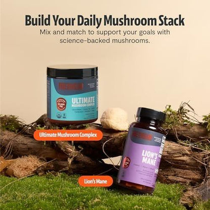 FreshCap Organic Mushroom Capsules Supplement - Fruiting Body Extract (Lion's Mane, 60 Capsules)