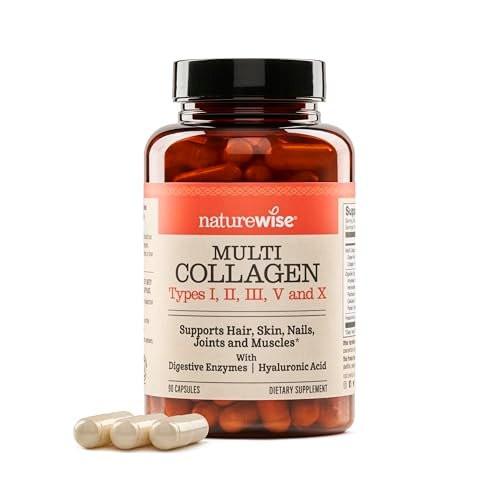 NatureWise Multi Collagen Peptides Pills for Women & Men - Type I, II, III, V, X w/Hyaluronic Acid - Supports Skin, Hair, Joint Health* - Grass Fed, Gluten Free, Non-GMO - 90 Capsules[30 Day Supply] - görsel 13