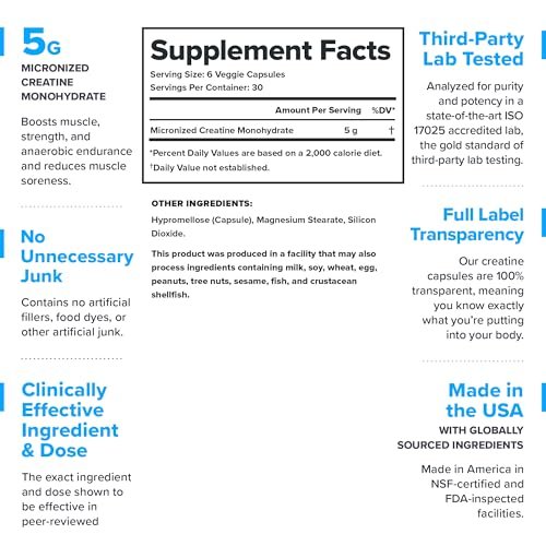 LEGION Micronized Creatine Monohydrate Supplement - Clean Creatine Powder for Muscle Gain & Post Workout Recovery - Micronized Creatine Supplement for Maximum Absorption (30 Servings, Capsule) - görsel 4