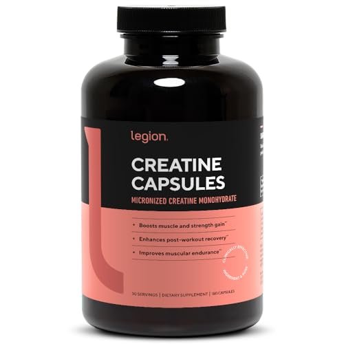 LEGION Micronized Creatine Monohydrate Supplement - Clean Creatine Powder for Muscle Gain & Post Workout Recovery - Micronized Creatine Supplement for Maximum Absorption (30 Servings, Capsule) - görsel 2