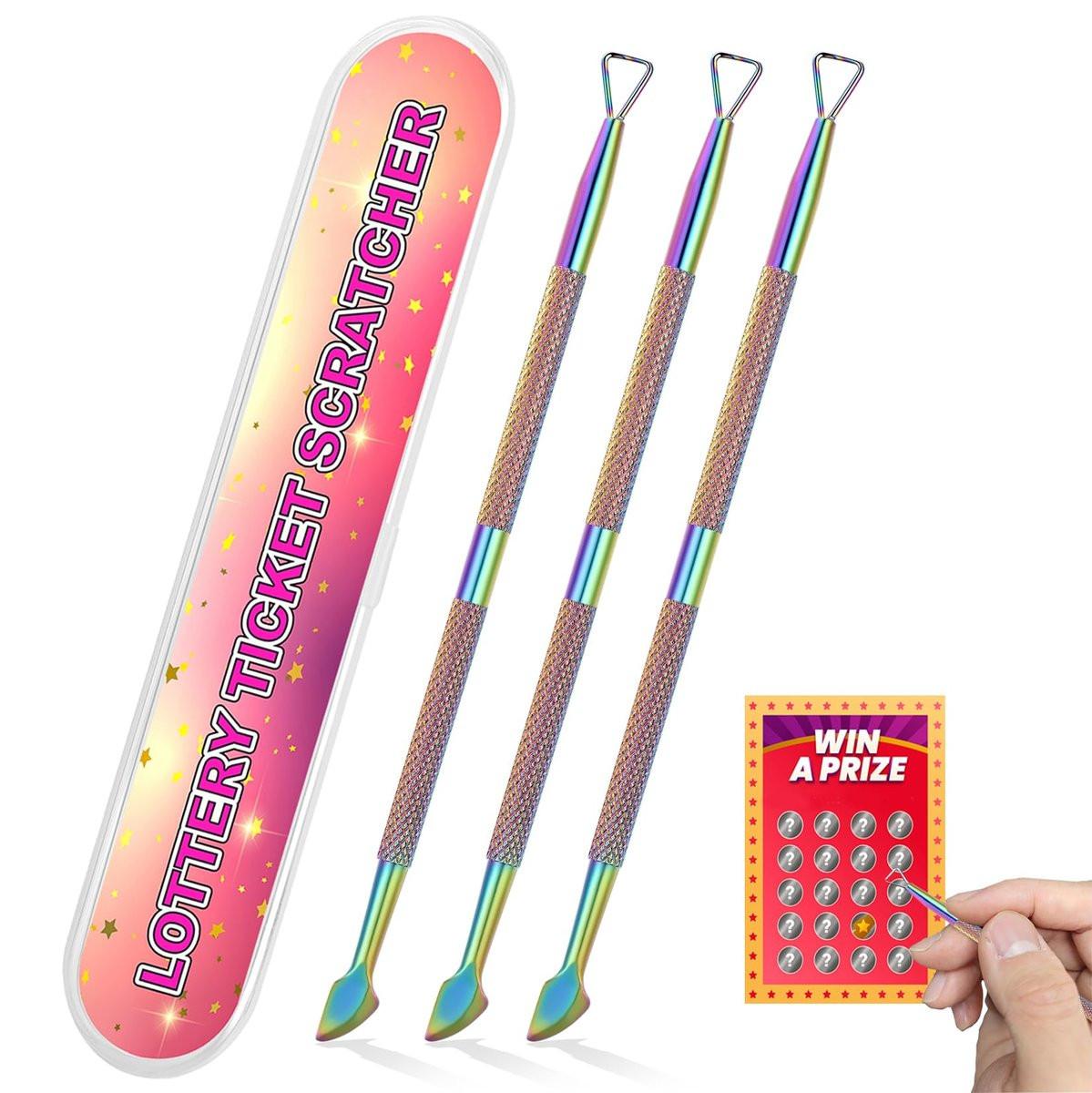 3PCS Lottery Ticket Scratcher Tool, Metal Lottery Scratcher Tool, Lotto Scratcher Label Scraper for Lottery Ticket, Multi-Use Scraping Tool for Tickets Stickers Labels Films, Scratch Off Tool - görsel 2