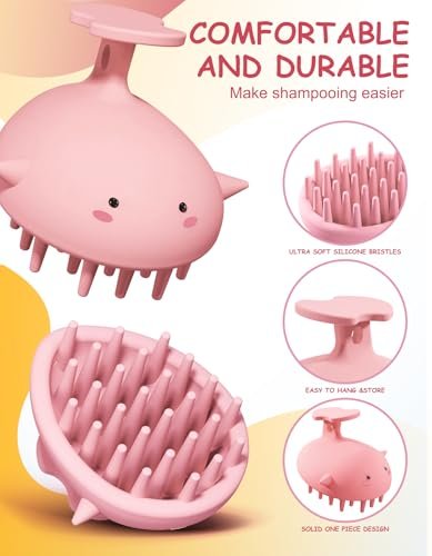 Scalp Massager Hair Growth Shampoo Brush, Silicone Scalp Scrubber Shower Scalp Brush for Hair, Head Massager Scalp Exfoliator for Dandruff Removal, Wet Dry Scalp Massage Tool for Hair Care, Pink - görsel 8
