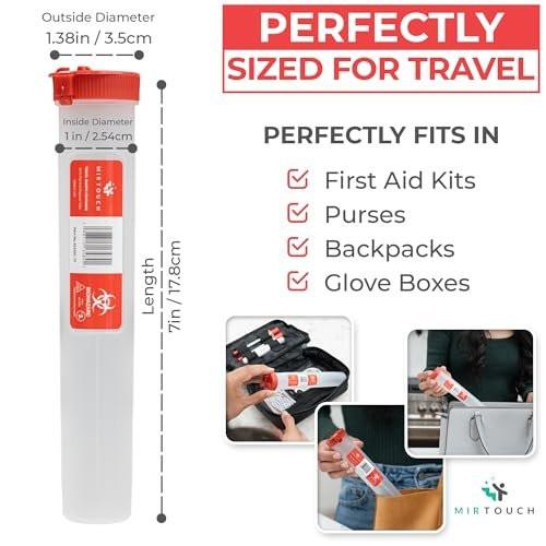 Travel-Sharps - Single Use Travel Sharps Container for AutoPens Needles Syringes - Portable Small Sharp Containers with Locking Lid, Puncture Resistant Transportable Needle Disposal Containers 6 Pack - görsel 4