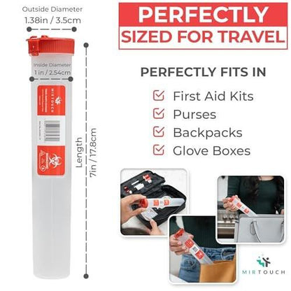 Travel-Sharps - Single Use Travel Sharps Container for AutoPens Needles Syringes - Portable Small Sharp Containers with Locking Lid, Puncture Resistant Transportable Needle Disposal Containers 6 Pack