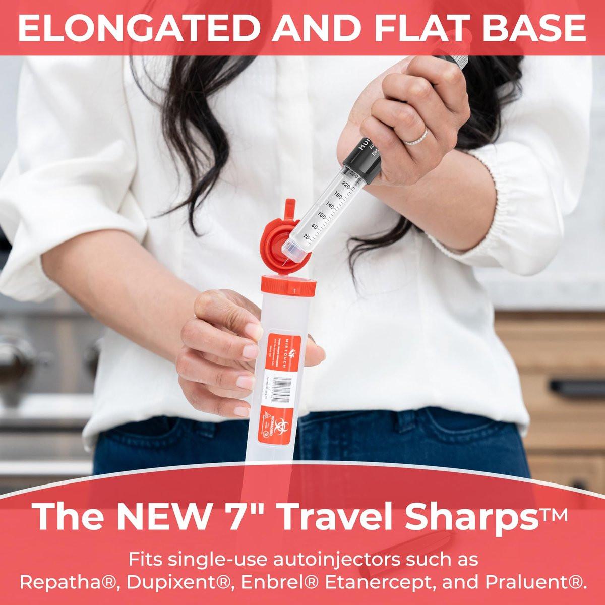 Travel-Sharps - Single Use Travel Sharps Container for AutoPens Needles Syringes - Portable Small Sharp Containers with Locking Lid, Puncture Resistant Transportable Needle Disposal Containers 6 Pack - görsel 5