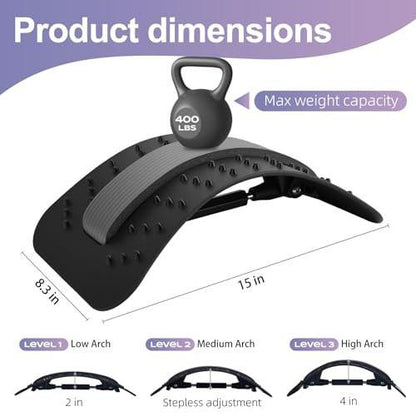 YAJIACLONE Back Stretcher for Lower Back, Adjustable Lumbar Support Board, Manual Spine Stretch Tool for Daily Use, Portable Device (Not a Massage Device)