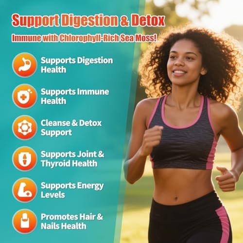 Sea Moss Drops - Irish Sea Moss Chlorophyll Liquid with Black Seed Oil, Ashwagandha, Moringa, Turmeric, Elderberry, Mullein, Seamoss Gel Supplement for Gut & Liver Cleanse, Immune Support - Vegan 2 Oz - görsel 8