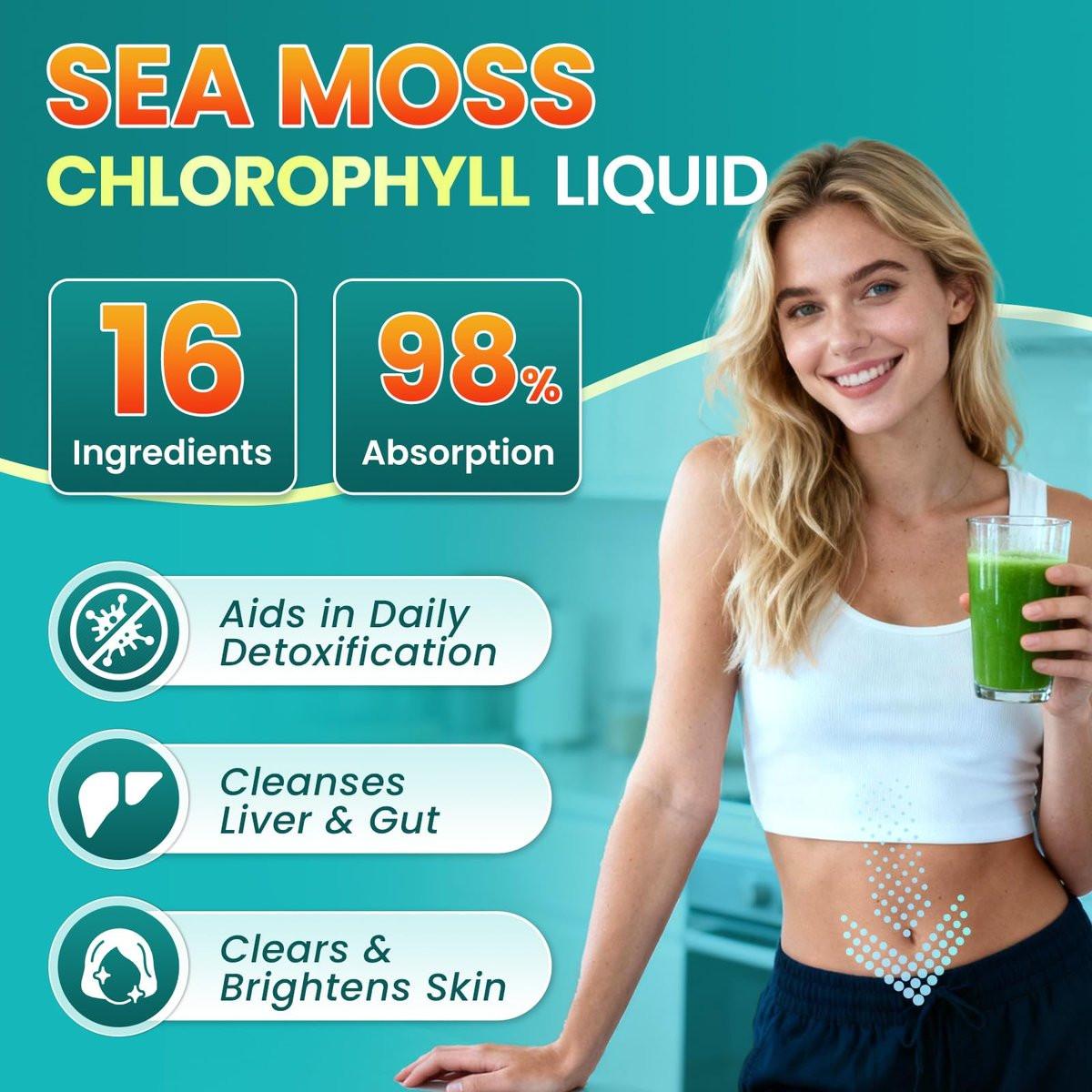 Sea Moss Drops - Irish Sea Moss Chlorophyll Liquid with Black Seed Oil, Ashwagandha, Moringa, Turmeric, Elderberry, Mullein, Seamoss Gel Supplement for Gut & Liver Cleanse, Immune Support - Vegan 2 Oz - görsel 5