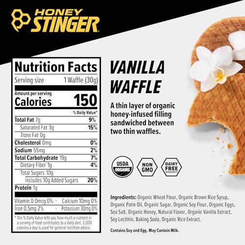 Honey Stinger Organic Energy Waffle Variety Pack of 18 - Honey & Vanilla Stroopwafels for Endurance & Performance - görsel 15