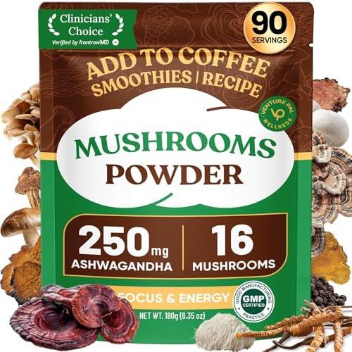 Venture Pal 16 in 1 Mushroom Powder (90 Servings) - 1,730mg Mushroom Coffee Alternative with Ashwagandha, Lion’s Mane, Chaga & More | 100% Fruiting Bodies | Support Immune, Focus & Energy - görsel 2
