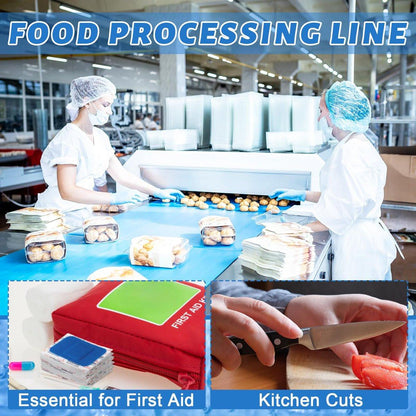 Geiserailie 120 Pcs Food Service Blue Detectable Bandage Woven Fingertip Waterproof Flexible Bandages Non-Stick Pad Latex Free Catering First Aid Kit Wound Care and Protection (2" X 3", Rectangle)