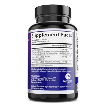 Prostate Health Supplements for Men - 3X Strength with Saw Palmetto Blend Stinging Nettle Root & Pumpkin Seed Support Complex - Supports Bathroom Trips Prostate & Urinary Health - 120 Capsules
