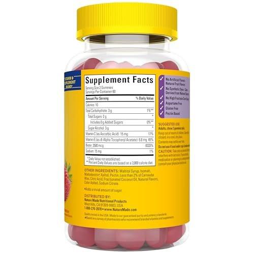 Nature Made Zero Sugar Hair Skin Nails Gummies, Biotin 2500 mcg per Serving, 120 Sugar Free Gummies, 60 Day Supply - görsel 14
