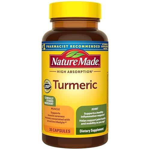 Nature Made High Absorption Turmeric Curcumin Supplement Capsules, Turmeric Supplement, Muscle and Joint Support, 30 Capsules, 30 Day Supply - görsel 15