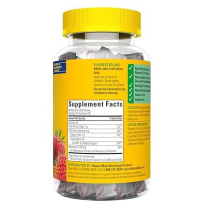 Nature Made High Absorption Magnesium Complex Soft Chews, Magnesium Supplement for Muscle, Heart, Bone Support, Magnesium Citrate & Malate Blend 250 mg per Serving, 40 Vegetarian Chews, 20 Day Supply