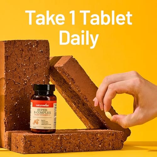 NatureWise Super Vitamin B Complex for Women and Men - with Vitamin C, Folic Acid Biotin B1 B2 B3 B6 B12 - Support Cellular Energy & Mental Clarity - Vegan, Gluten & Dairy Free, Non-GMO - 60 Tablets - görsel 8