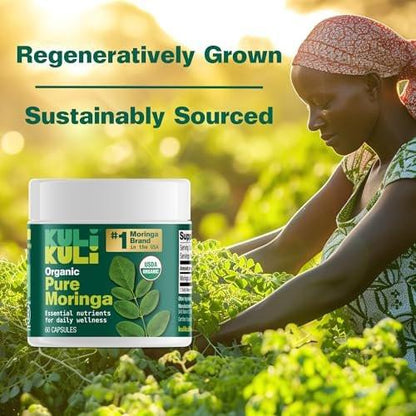 KULI KULI Organic Pure Moringa Capsules, 60 CT - Premium Superfood Supplement