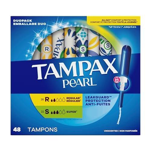 Tampax Pearl Tampons for Women, with LeakGuard Braid, Ultra Absorbency, Unscented, 60 Count - görsel 3
