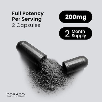 Organic Activated Charcoal Pills (120 Capsules) - 520mg Per Serving from Coconut Shells, Supports Bloating & Detox, Third Party Tested, Non GMO & USA Made for Women & Men