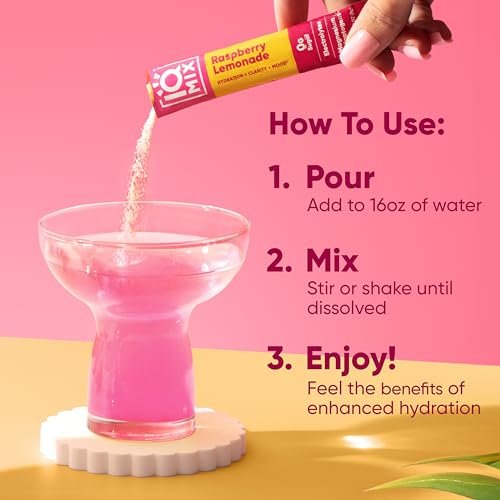 IQMIX Hydration Electrolyte Powder – 4-in-1 Formula for Hydration, Mental Clarity, Mood and Recovery – Sugar-Free Drink Mix, Keto, Magnesium L-Threonate, Lion’s Mane – 20 Count New Raspberry Lemonade - görsel 12