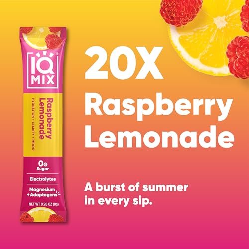 IQMIX Hydration Electrolyte Powder – 4-in-1 Formula for Hydration, Mental Clarity, Mood and Recovery – Sugar-Free Drink Mix, Keto, Magnesium L-Threonate, Lion’s Mane – 20 Count New Raspberry Lemonade - görsel 14