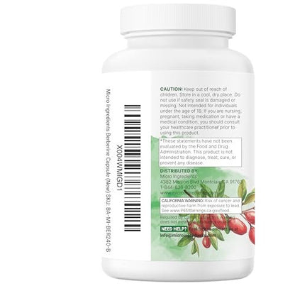 Micro Ingredients Berberine with Ceylon – Serving Size: 2 Veggie Capsules – Image 6